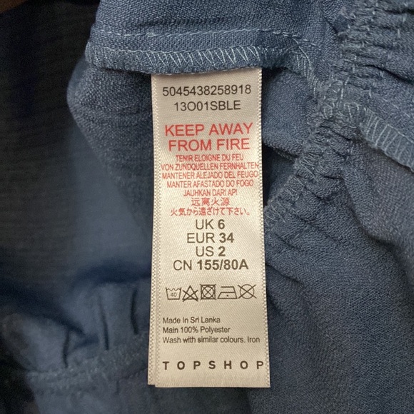 NWT Topshop Morgan Ruffle Trim Peplum Top Blue Size 2 - Picture 5 of 8